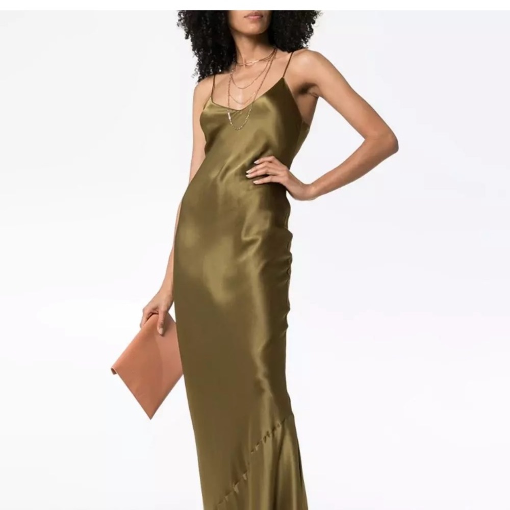 Nili Lotan Green Cami Silk Gown